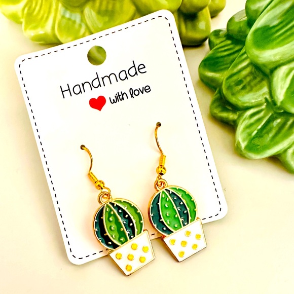 Hand Made Cactus Earrings - Picture 2 of 3